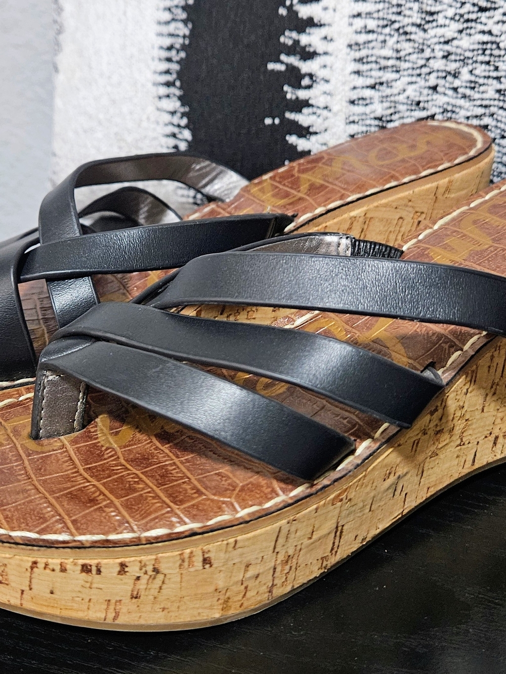Sam Edelman Black Strappy Wedge Sandals 8.5